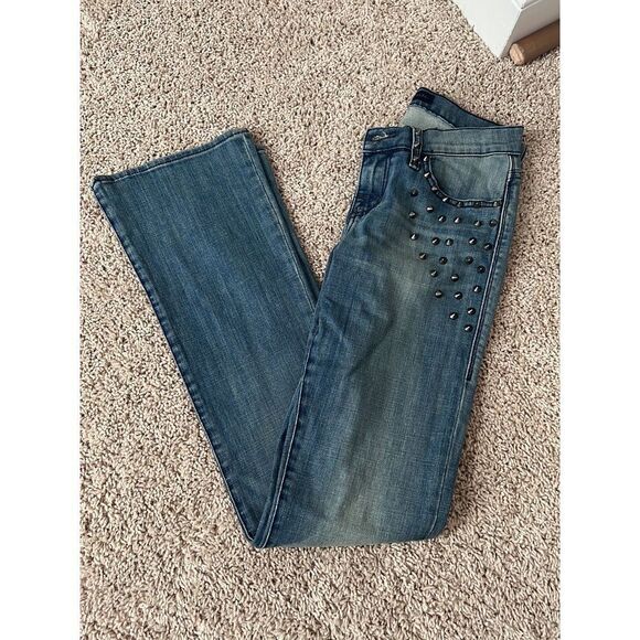 Rock and Republic Rock Stud Faded Medium Wash Flare Denim Jeans size 2 - Picture 1 of 5
